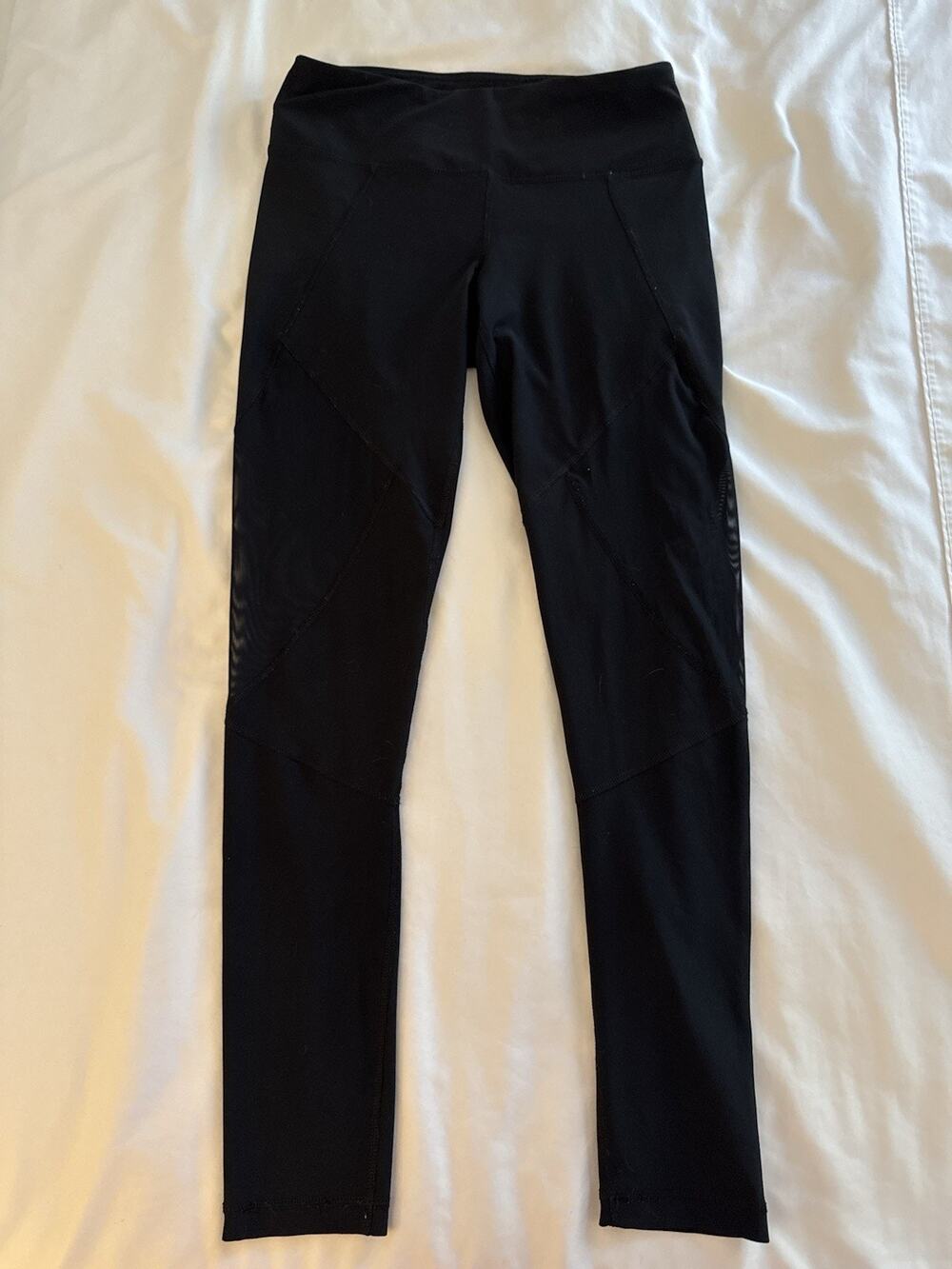 90 Degree by Reflex Black Athletic Leggings Mesh Patches Women's Medium
